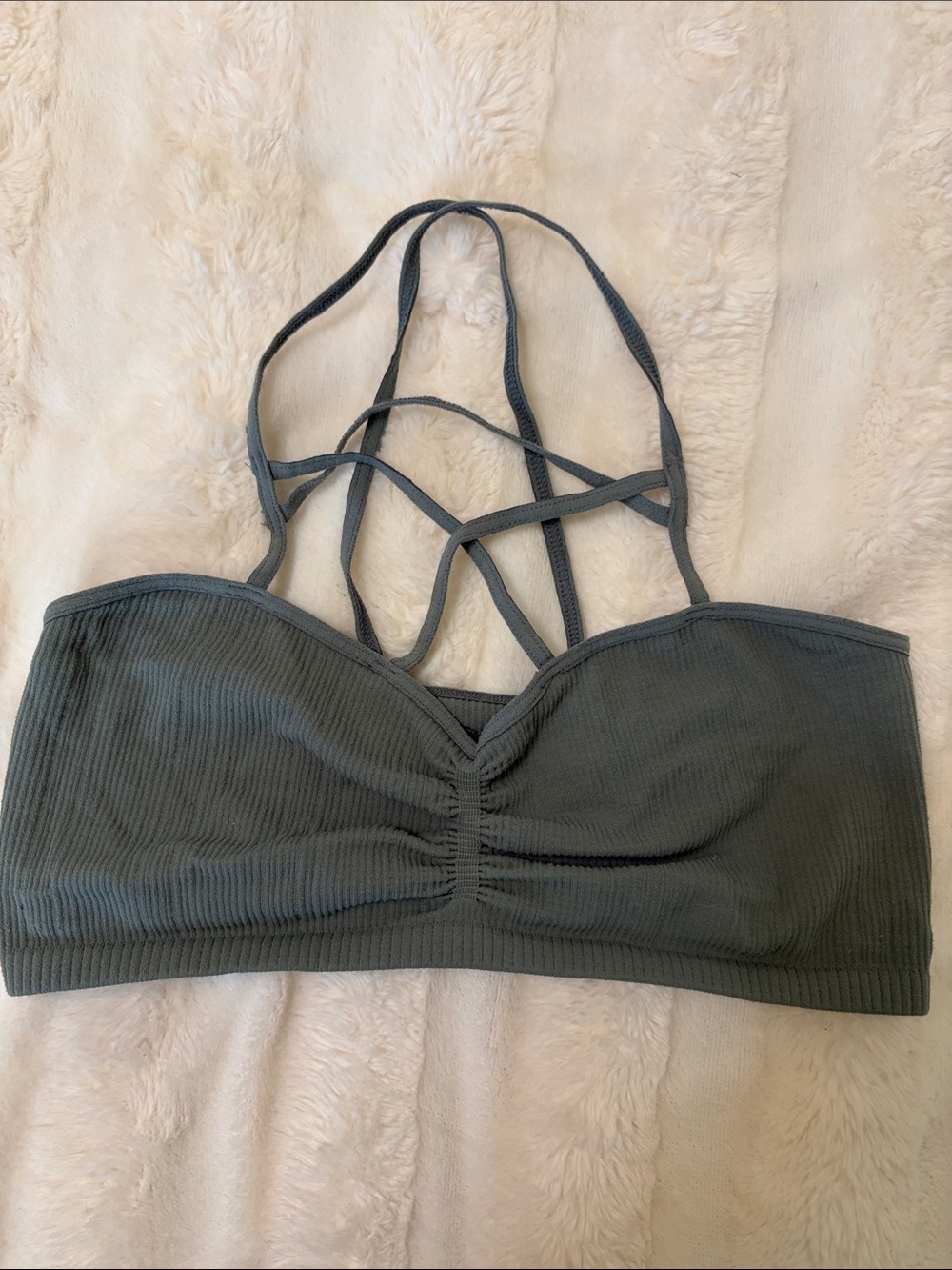 BKE Olive Strappy Ribbed Bralette